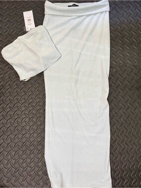 AKIRA Light Mint Midi Skirt and Tube Top